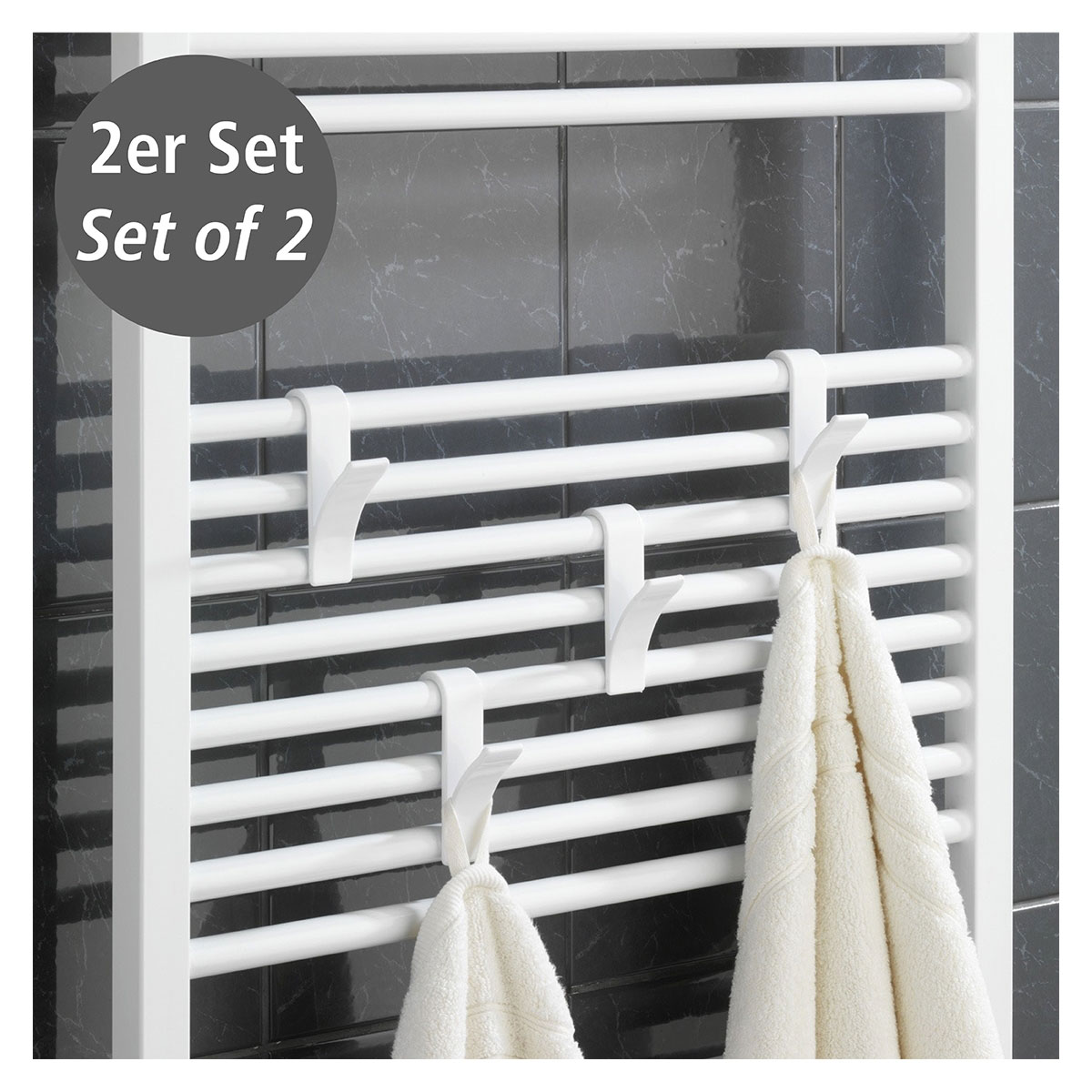 Wenko Haken für Handtuchheizkörper weiß 2er Set Bild 2