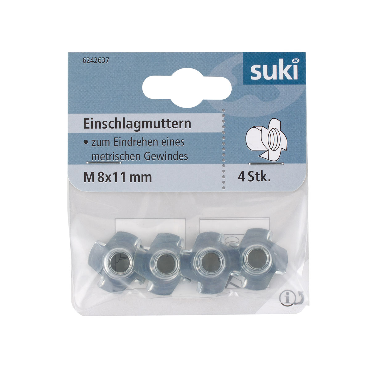 Suki Einschlagmutter verzinkt Durchmesser 8 mm 4 Stück Bild 1