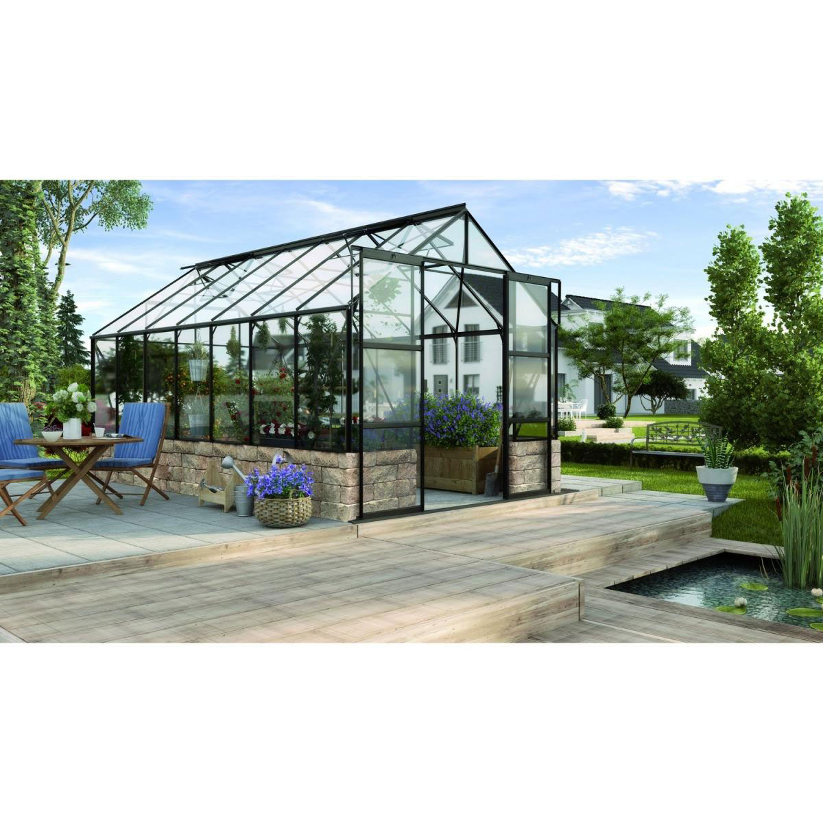 Vitavia Gewächshaus Cassandra 11,5m² 3 mm schwarz-sand