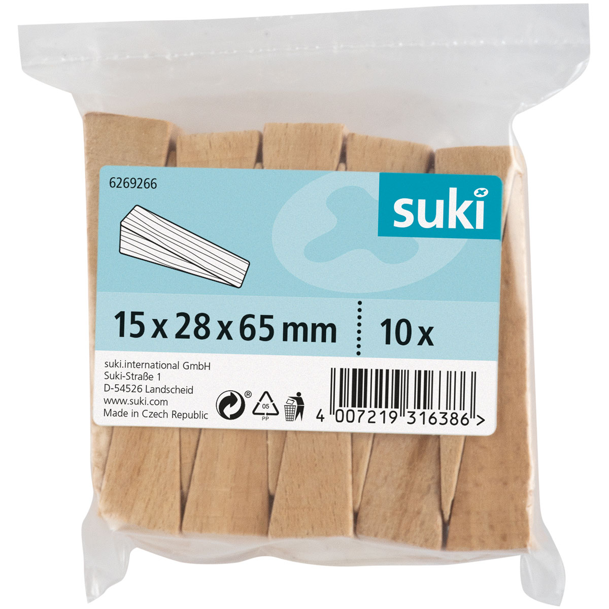 Suki Unterlegkeil 6,5 x 2,8 x 1,5 cm buche 10 Stück Bild 2