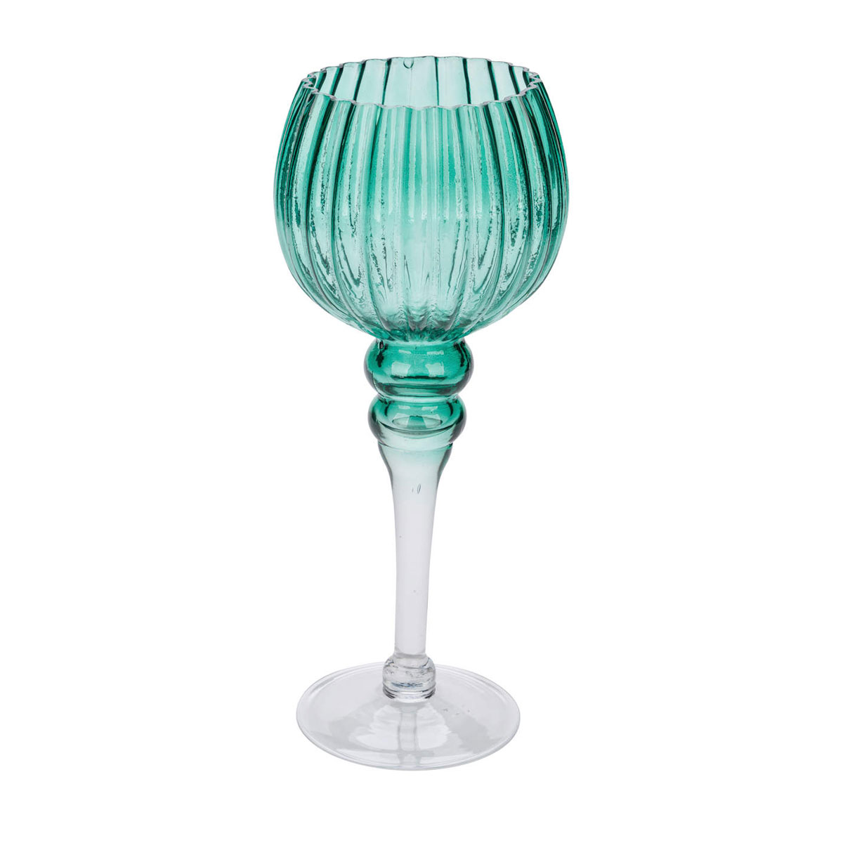 Glaskelch Durchmesser 13 x 30 cm grün-geriffelt