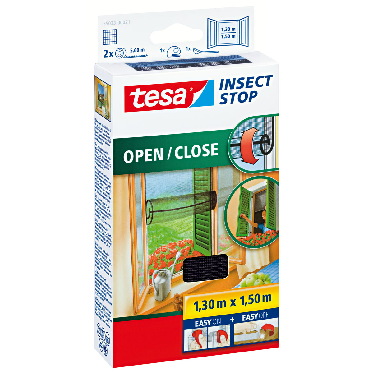 tesa Fliegengitter Comfort 130x150cm,anthrazit, zum Oeffnen und Schliessen