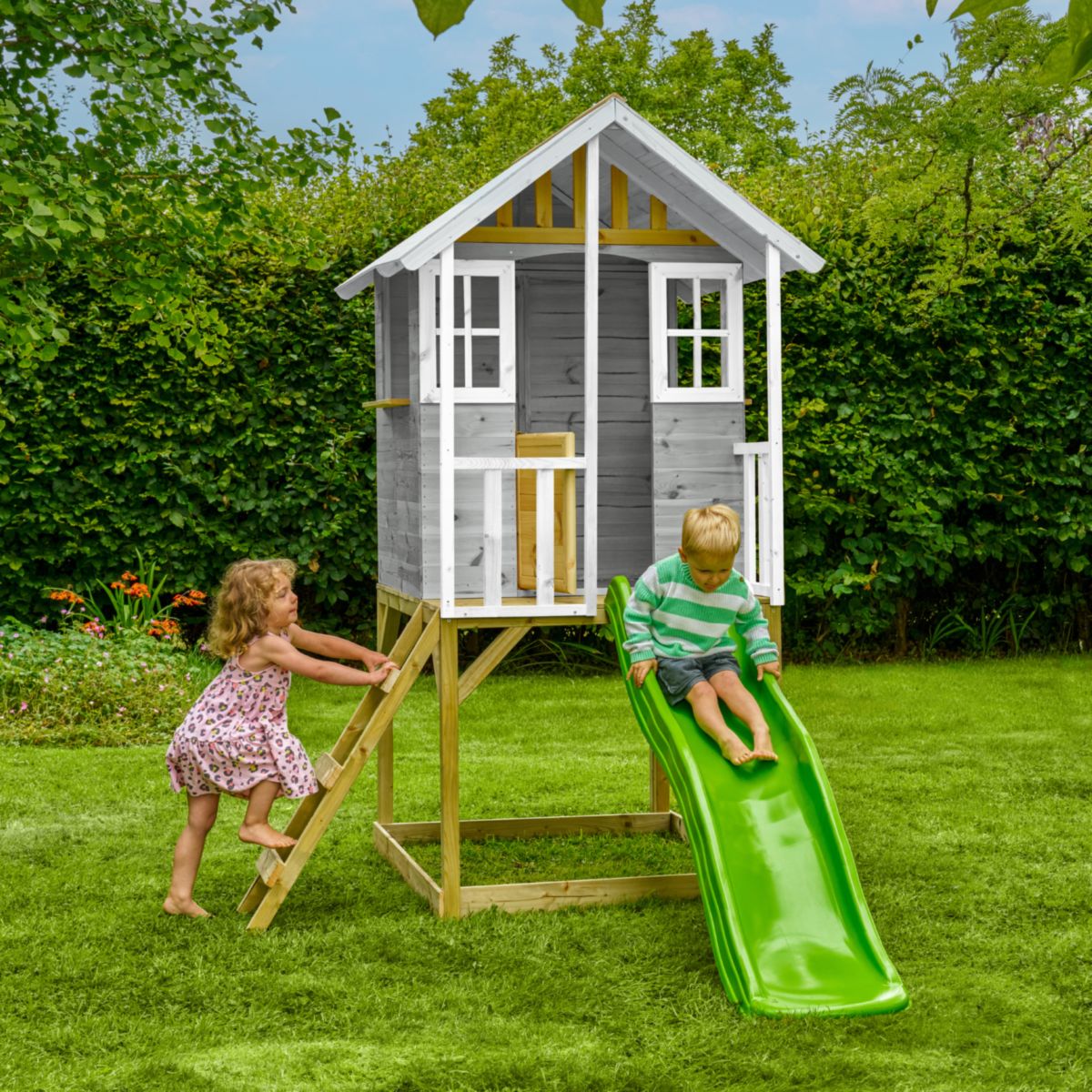 Zwerkules Spielhaus Valli 1 inkl. Rutsche 270x148x244 cm