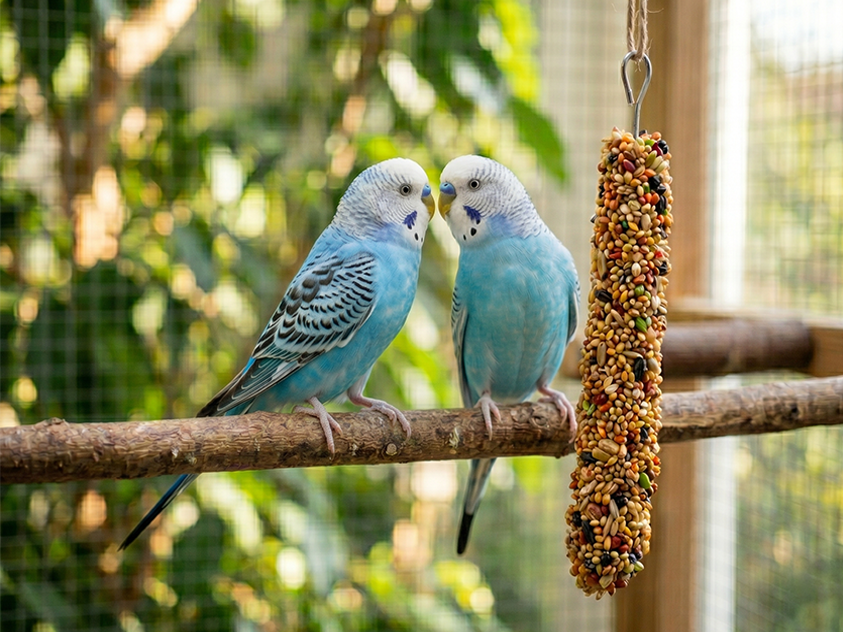 Blaue Wellensittiche