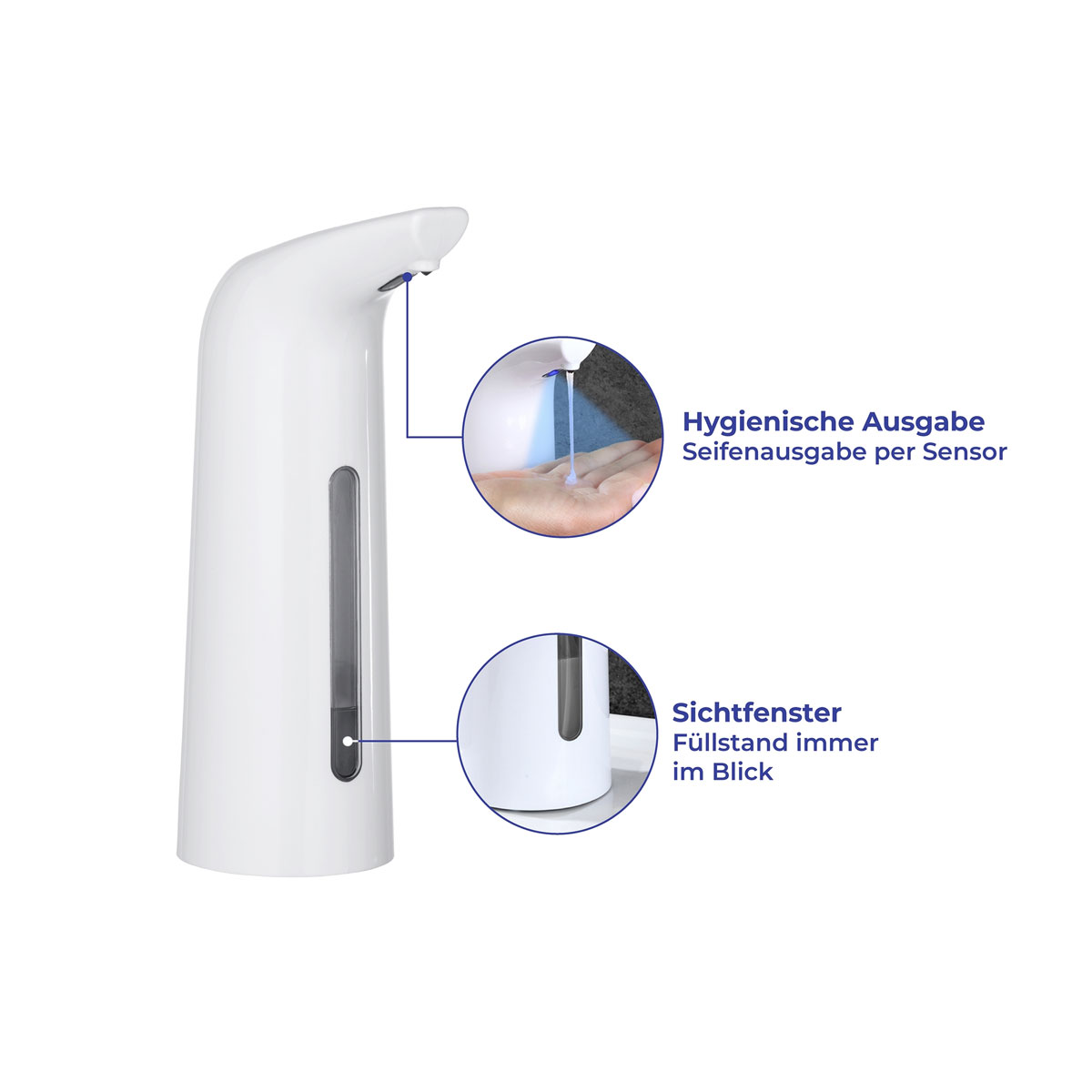 WENKO Infrarood desinfectiemiddel- en zeepdispenser Larino, automatische dispenser met sensor, ook voor vloeibare zeep, contactloos, navulbaar, werkt op batterijen, 400 ml, 9 × 22,5 × 9 cm WENKO Infrarood desinfectiemiddel- en zeepdispenser Larino, automatische dispenser met sensor, ook voor vloeibare zeep, contactloos, navulbaar, werkt op batterijen, 400 ml, 9 × 22,5 × 9 cm