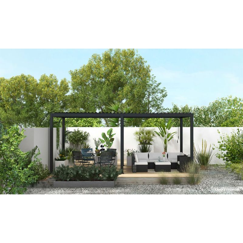 Pergola Deluxe mit Pflanzen im modernen Garten