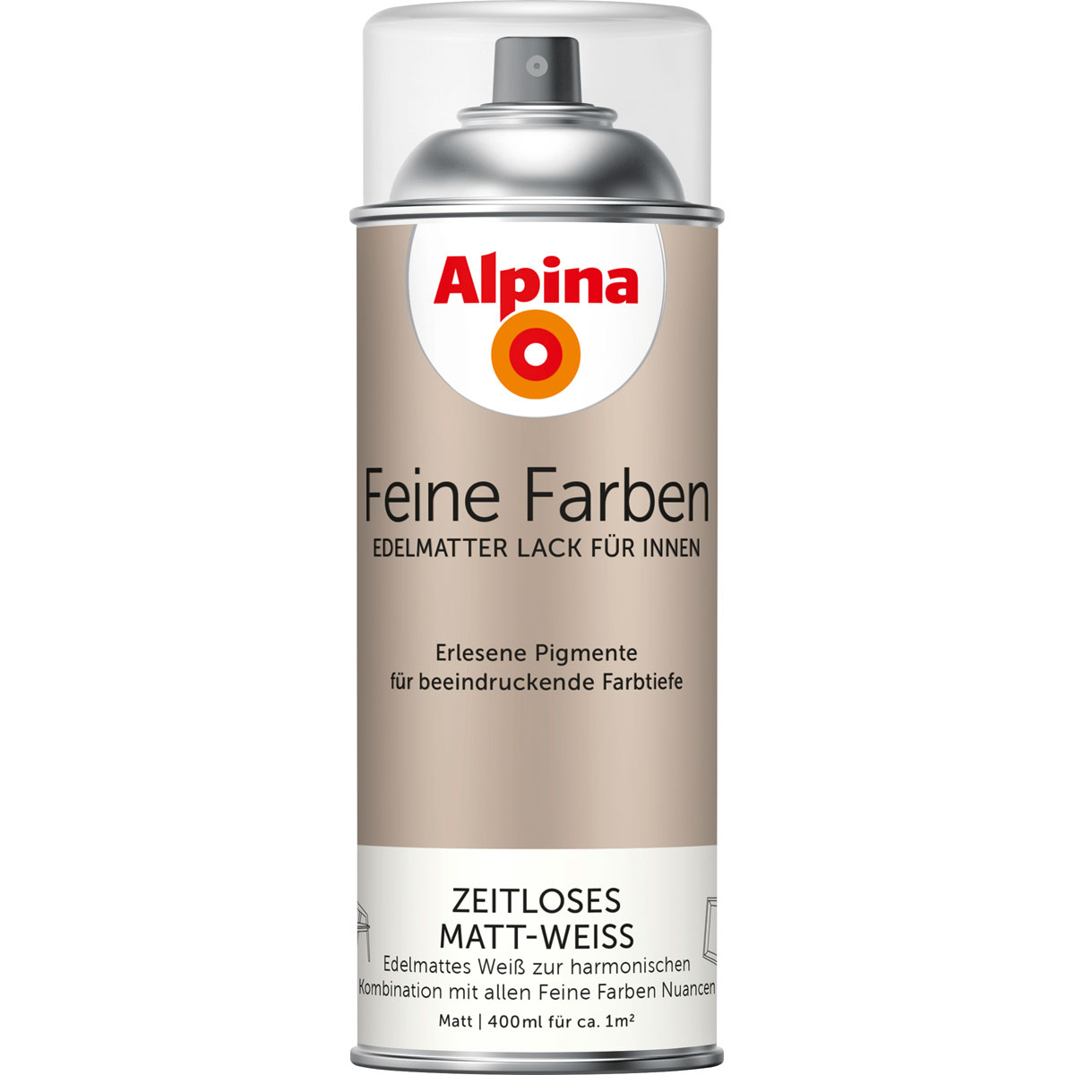 Alpina  Buntlack Feine Farben Sprühlack Zeitloses Matt-Weiss edelmatt 400ml