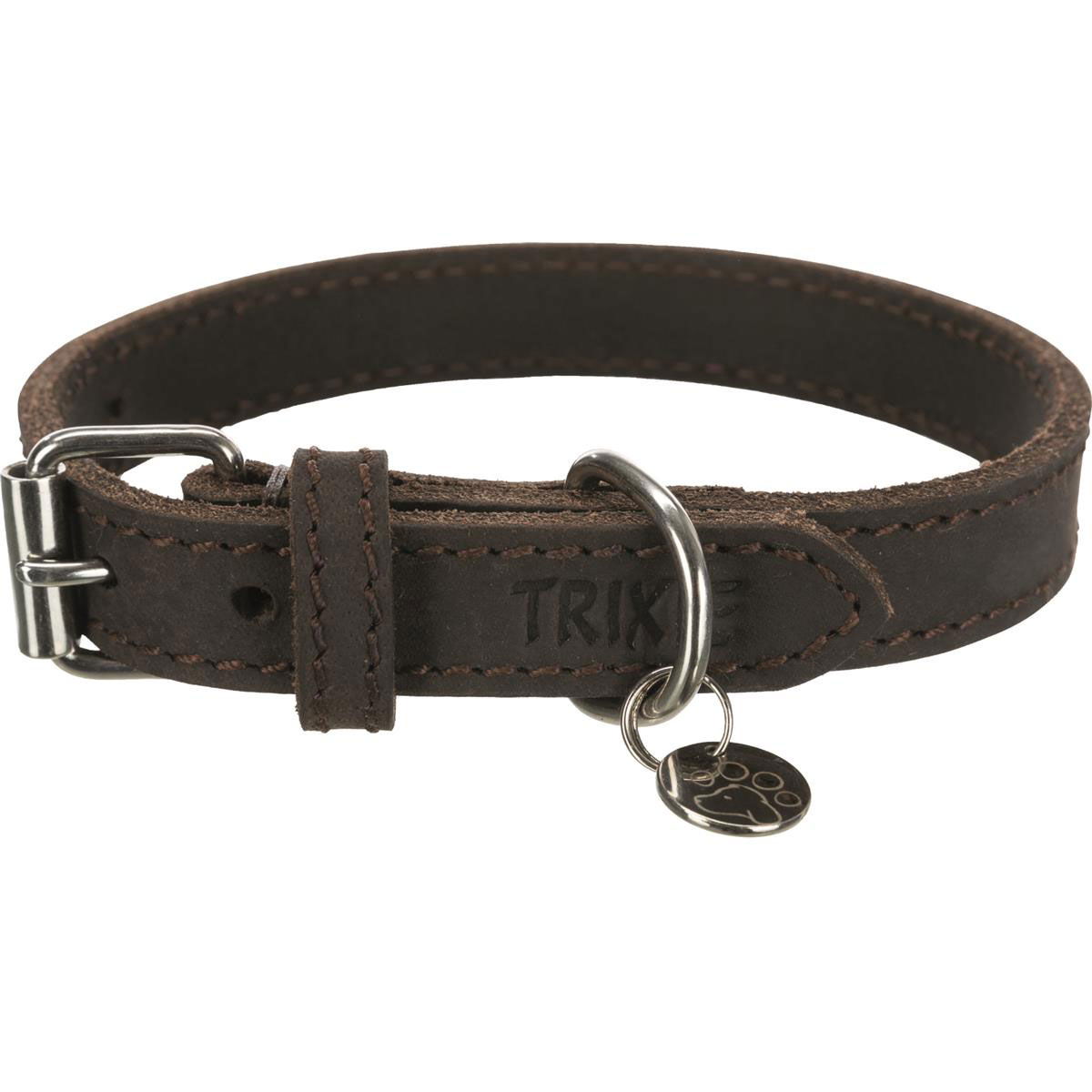 Trixie Rustic Fettleder Halsband XS-S dunkelbraun 27-34 cm/18 mm