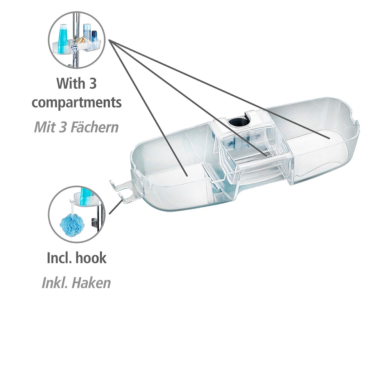 Wenko Duschstangencaddy Premium mit 3 Fächern Bild 2