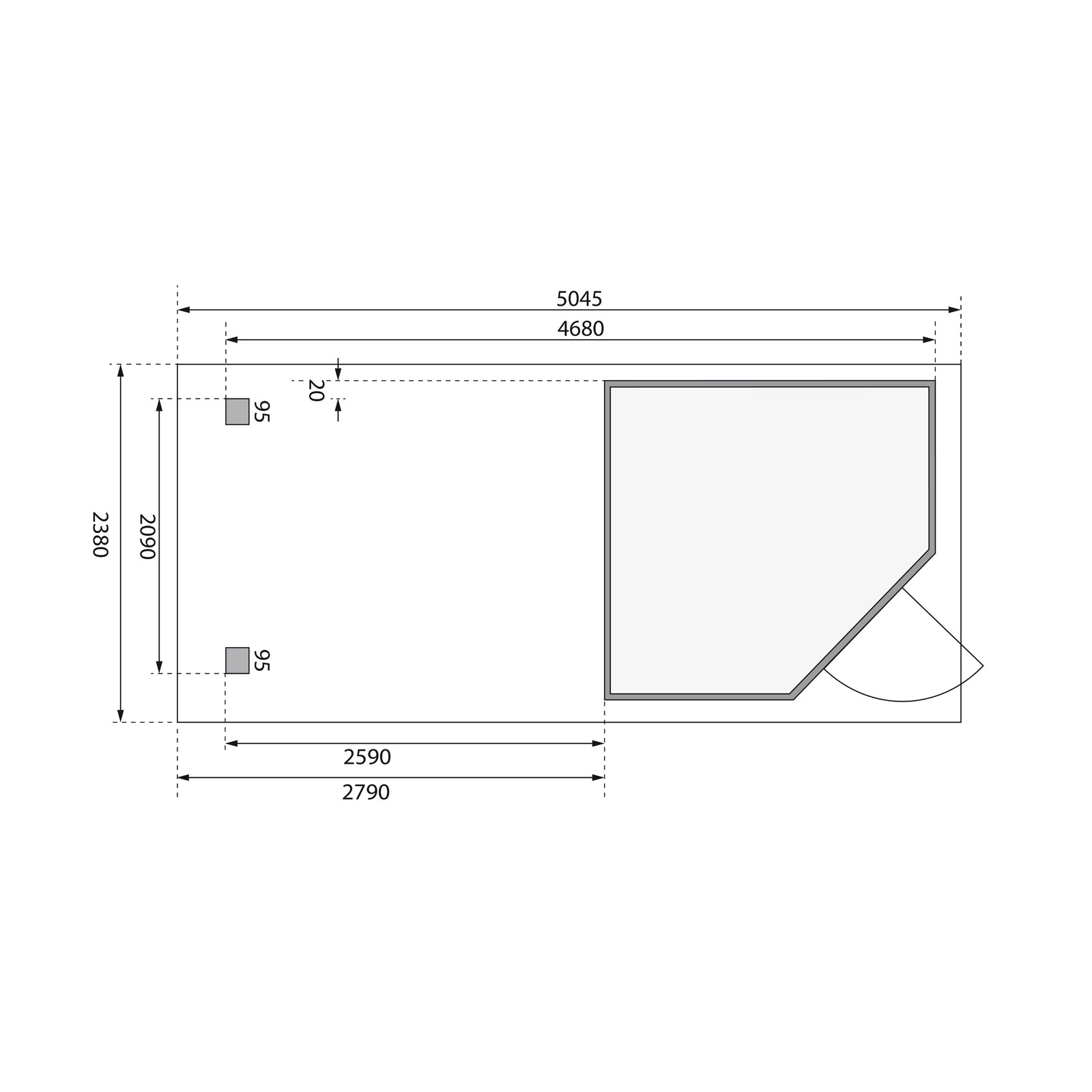 Karibu BBH Schwandorf 2 Set mit Anbau terragrau Bild 8