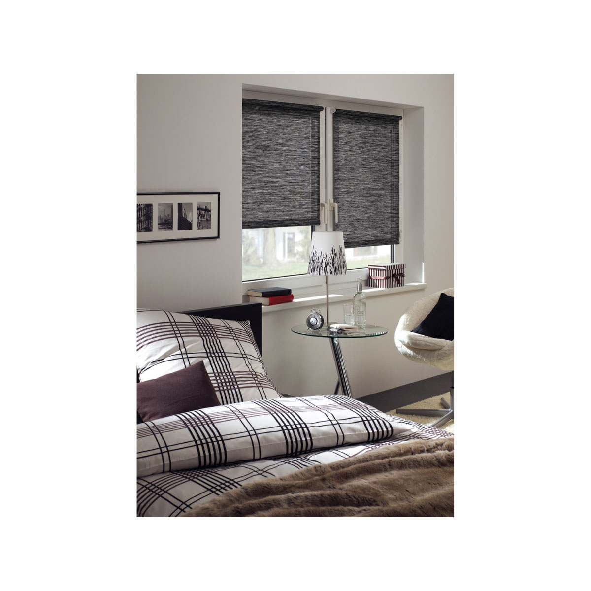 Gardinia Rollo Easyfix Natur black und white Bild 3