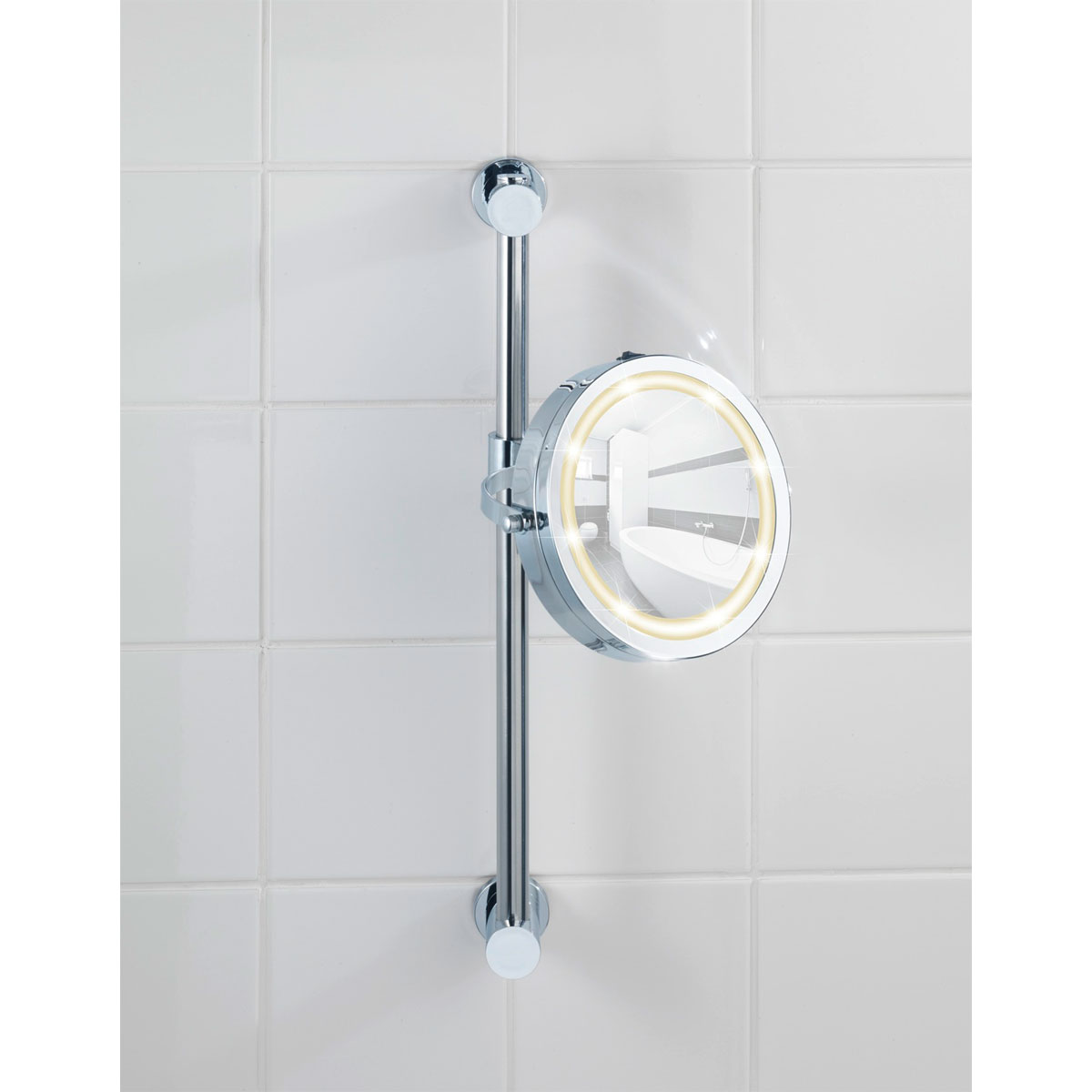 Wenko  Power-Loc LED Wandspiegel Carpi Befestigen ohne bohren Bild 4