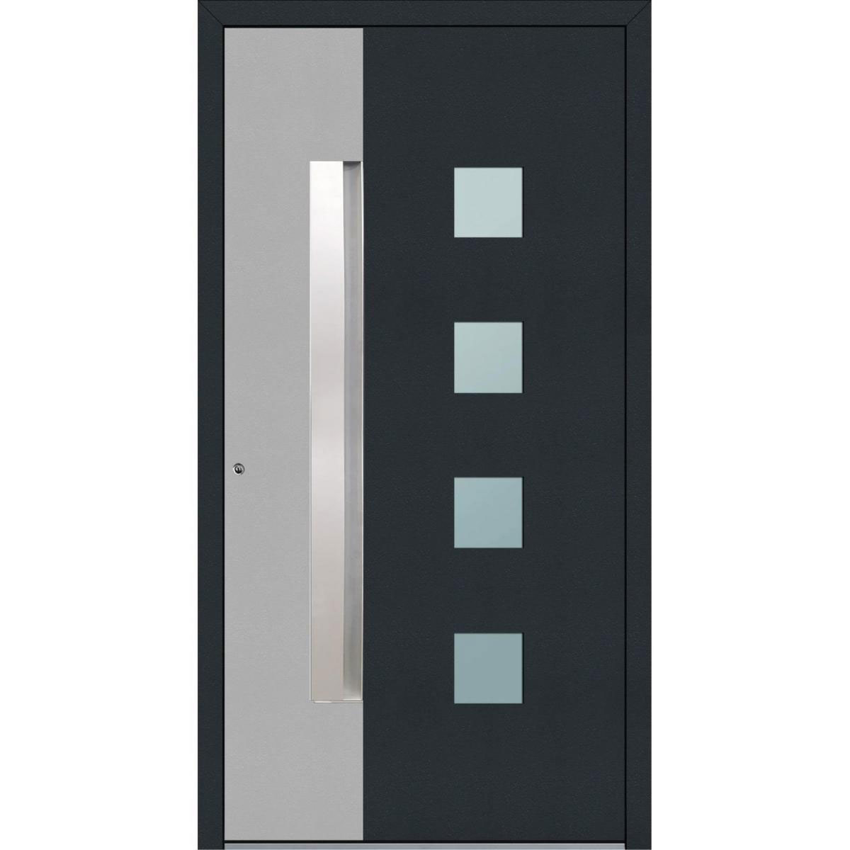 Aluminium Sicherheits-Haustür Genua Exklusiv 75 mm anthrazit mit beige 110 x 210 cm Anschlag links inkl Griffleiste Bild 1