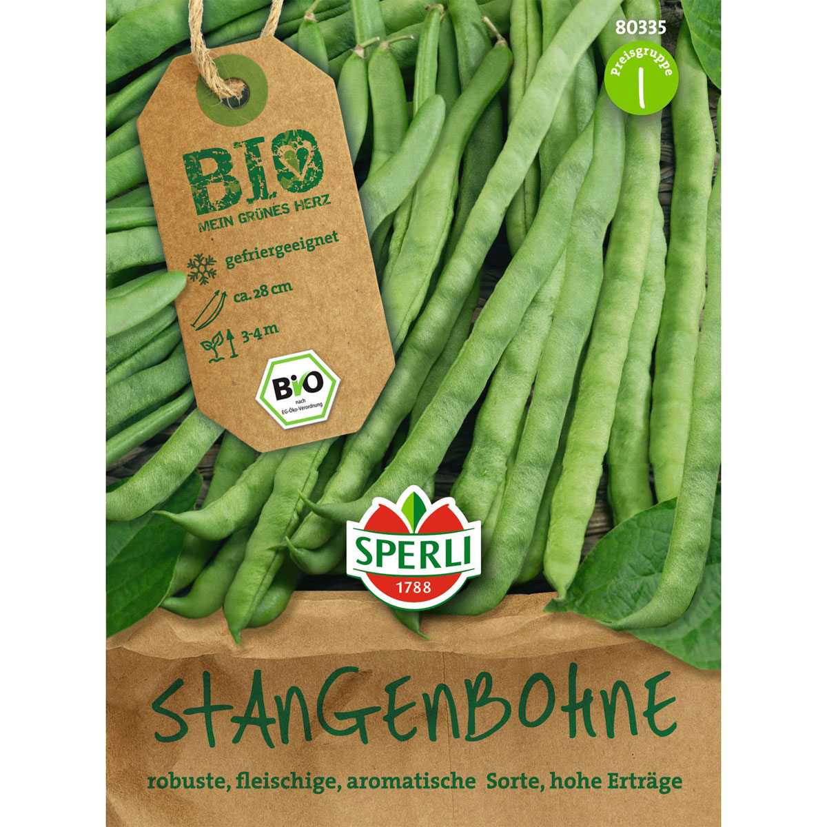 Bio-Stangenbohne grün 3-4 m