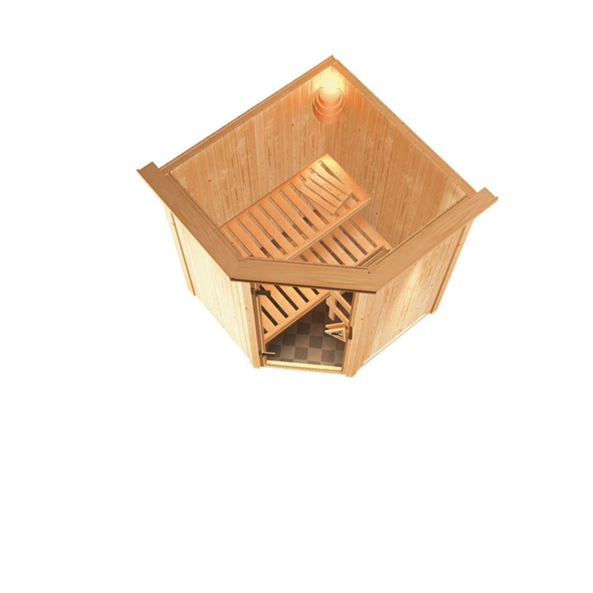 Karibu Systemsauna Nanja 68 mm 3,6 kW Ofen integr Strg mit Kranz Bild 4