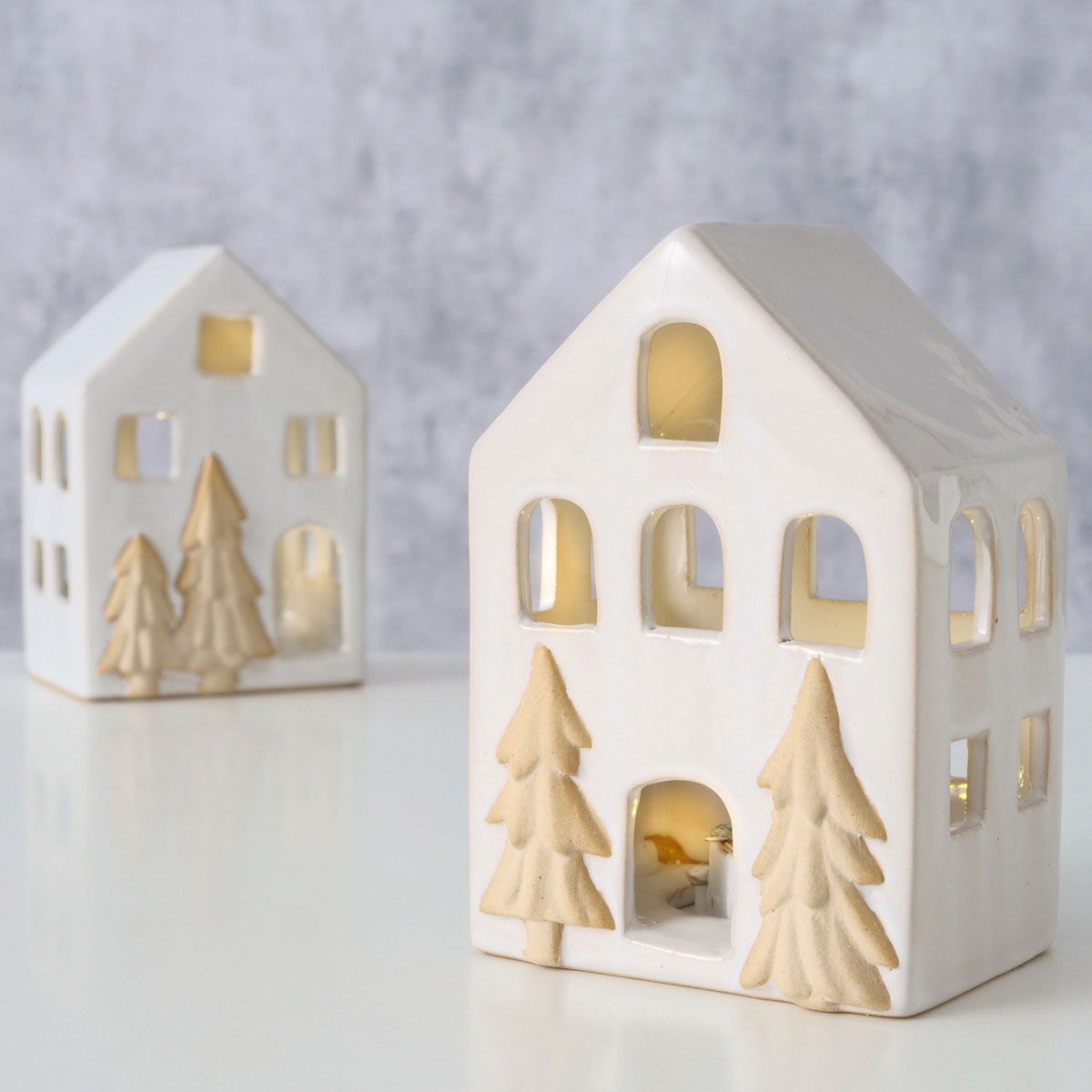 Dekoaufsteller Castle 2sort. Haus 7 x 5,5 x 10,5 cm weiß Keramik Bild 3