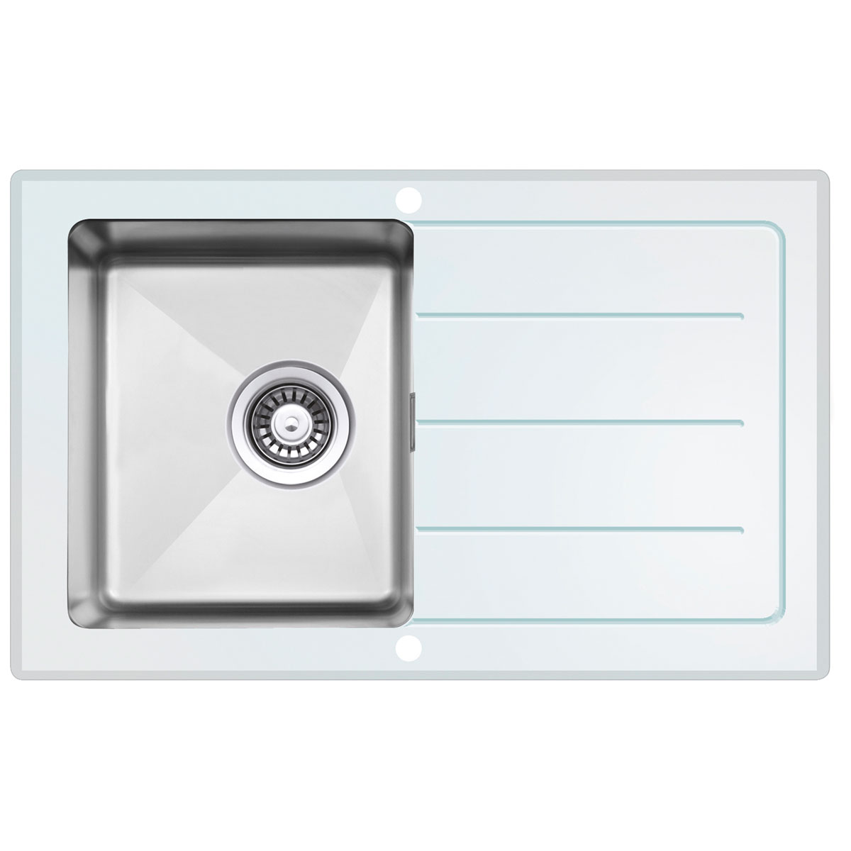 Respekta New York Glasspüle NEWYORK86X50W 86 x 50 cm Weiß Bild 1