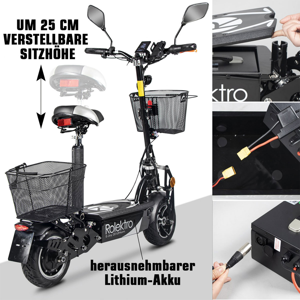 Rolektro E-Scooter „E-Joy 20 “, Schwarz Bild 2