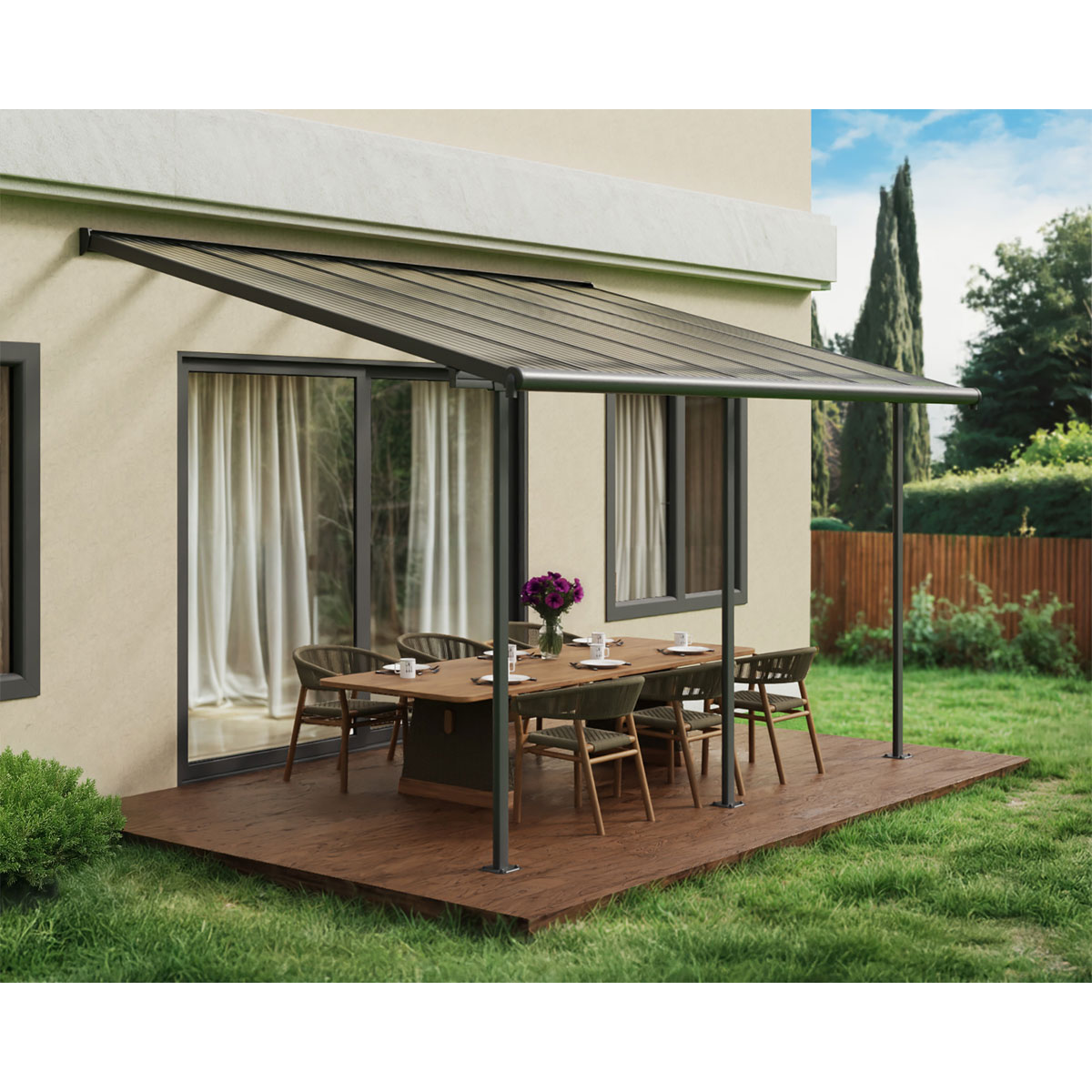 Palram Canopia Sierra Alu Terrassenüberdachung Polycarbonat 3x4,25 m grau Bild 2