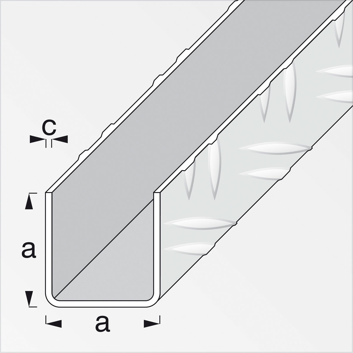MyTool Quadrat-U Riffelblech 23,5 mm 2,5m blank Bild 2