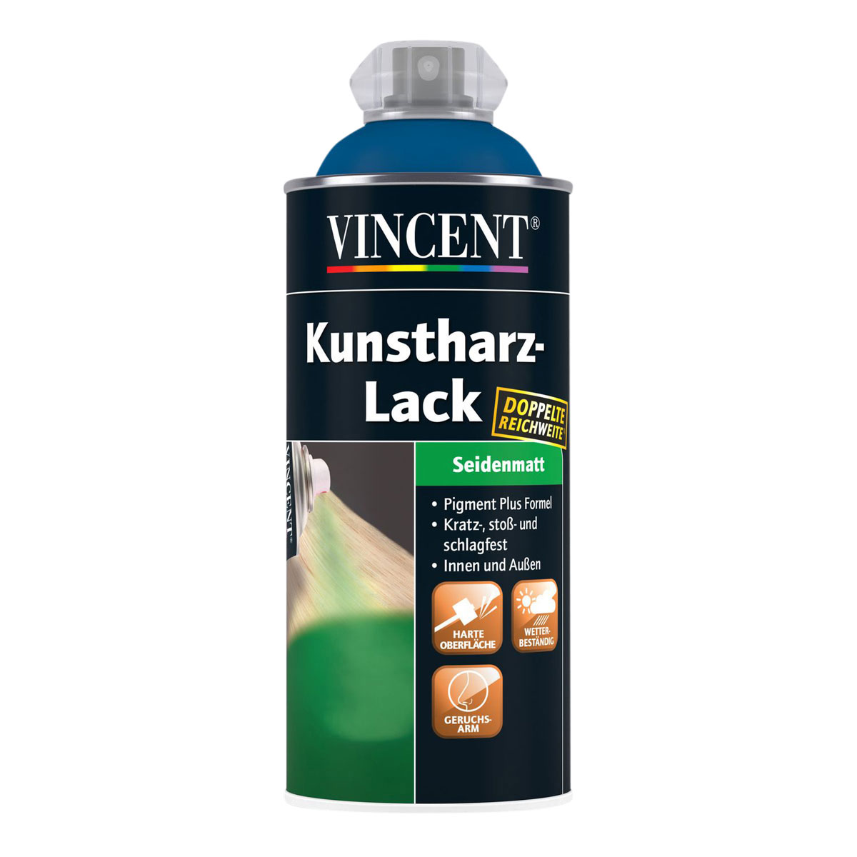 Vincent Kunstharzlack Spray Enzianblau 0,4 L Seidenmatt