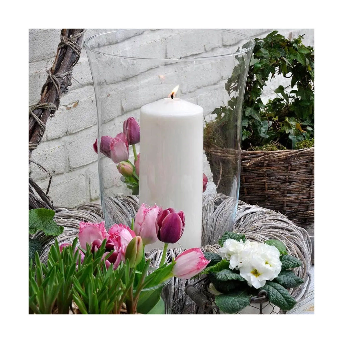 Windlichtkerze XXL Höhe 280 mm Durchmesser 95 mm weiß Bild 2