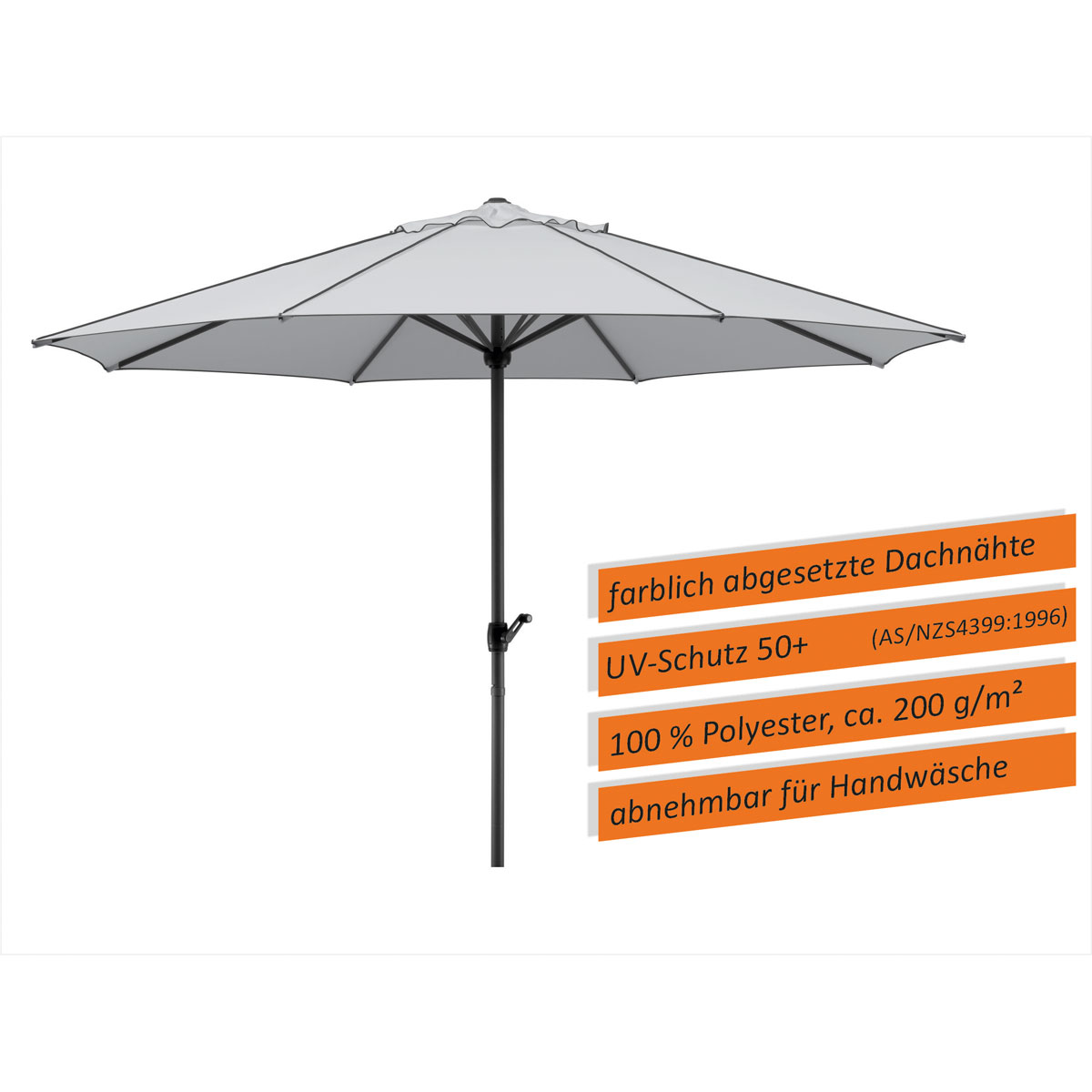 Schneider Schirme Sonnenschirm Adria Durchmesser 350 cm silbergrau Bild 7