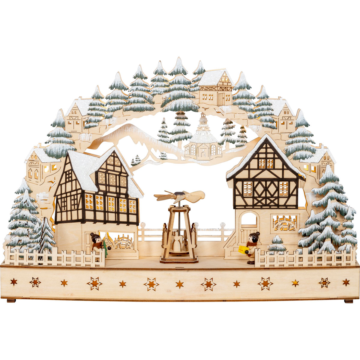 LED-Lichterbogen Fachwerkhäuser mit drehender Pyramide