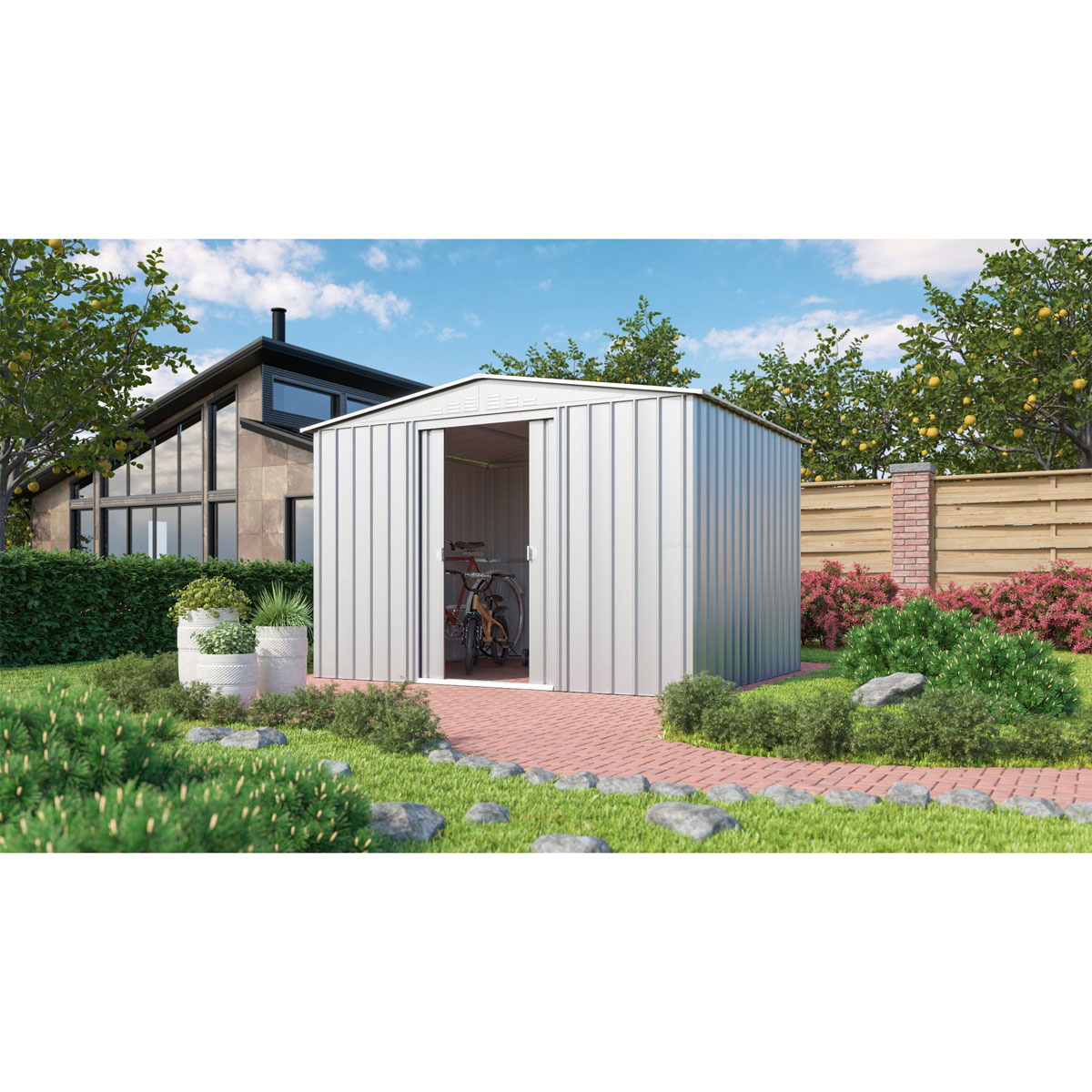 Globel Gerätehaus Dream 6,9m² silber Bild 3