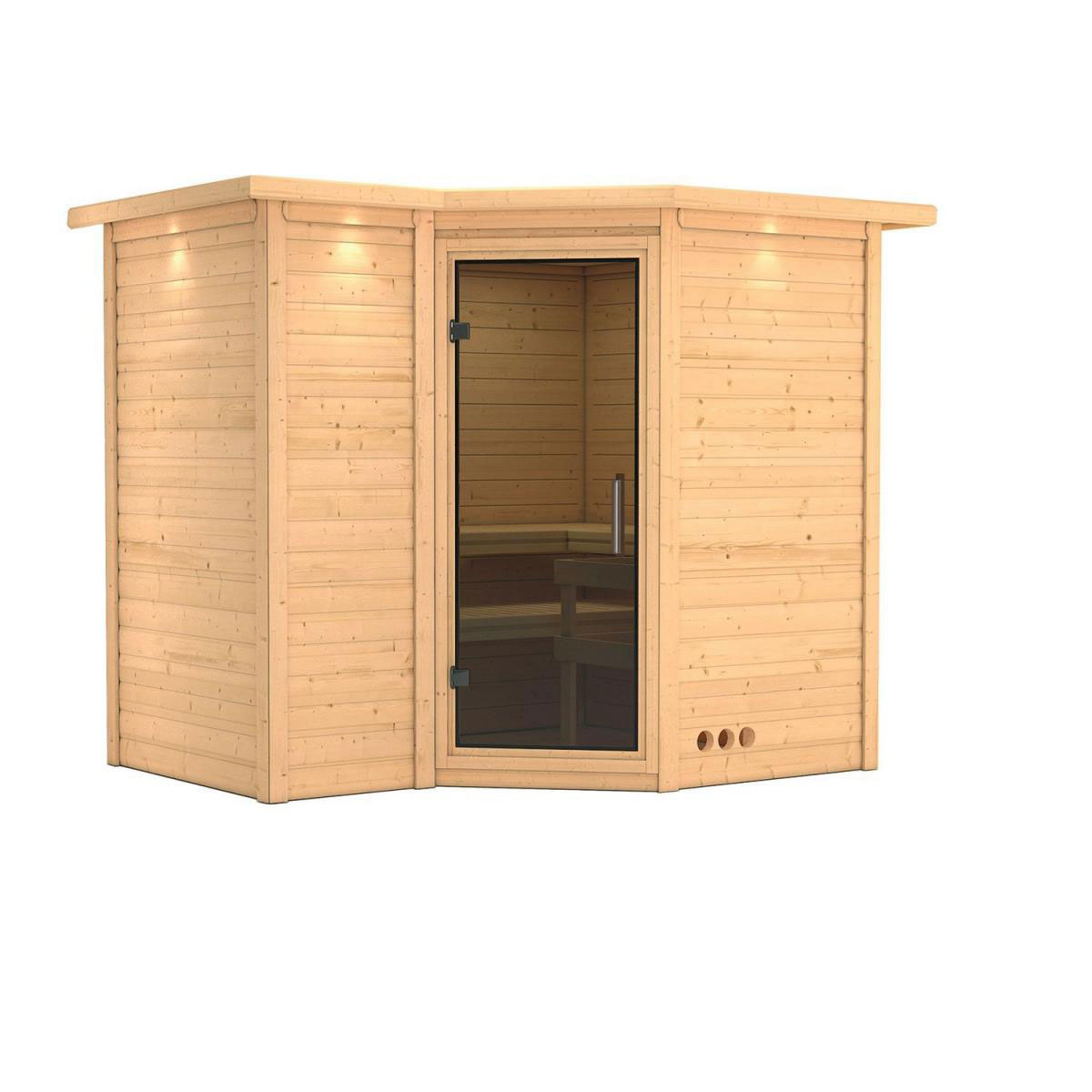 Karibu Sahib 2 Eckeinstieg ohne Ofen mit Kranz Tür graphit Bild 2