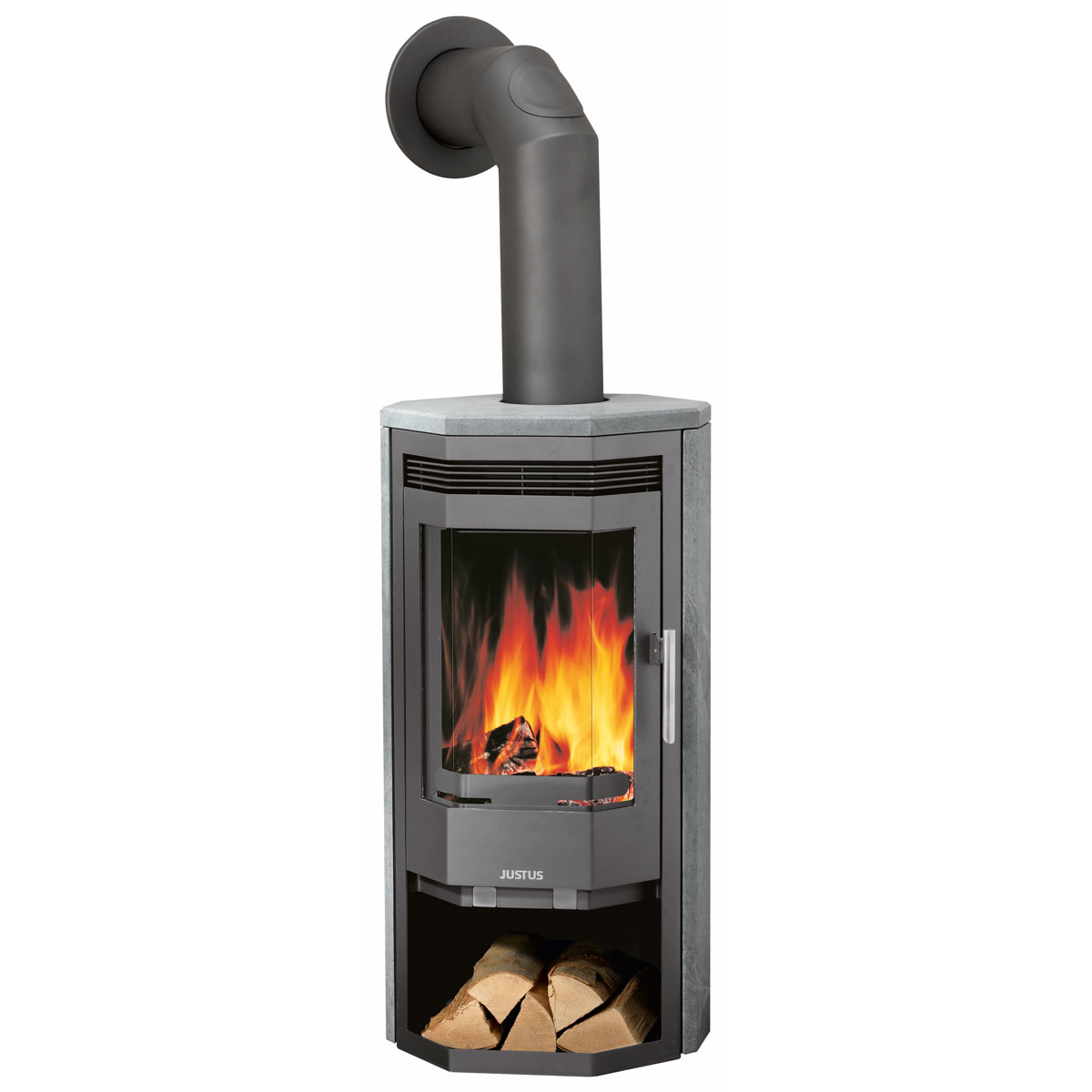 Kaminofen Usedom 5 Stahl GussgrauSpeckstein