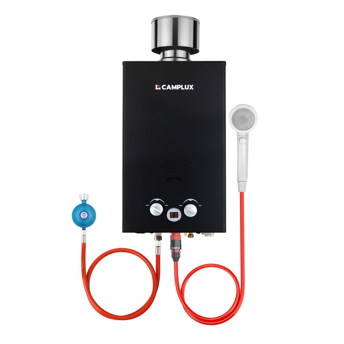 Camplux 10L Tankless Gasdurchlauferhitzer Schwarz 50mbar