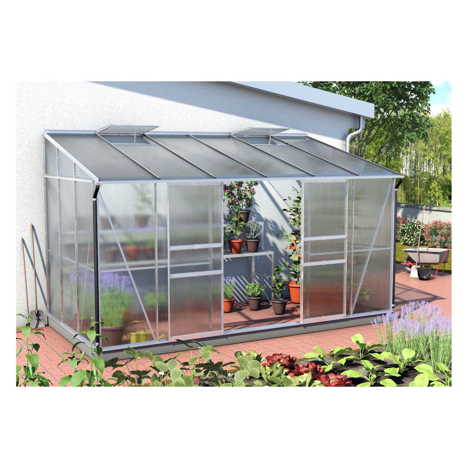 Vitavia Gewächshaus Osiris 7800 7,8m² 4 mm Hohlkammerplatten silber