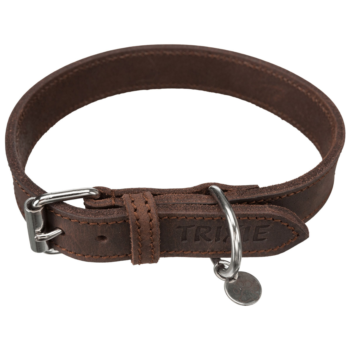 Trixie Halsband Rustic Größe M 37-44 cm 25 mm Fettleder dunkelbraun
