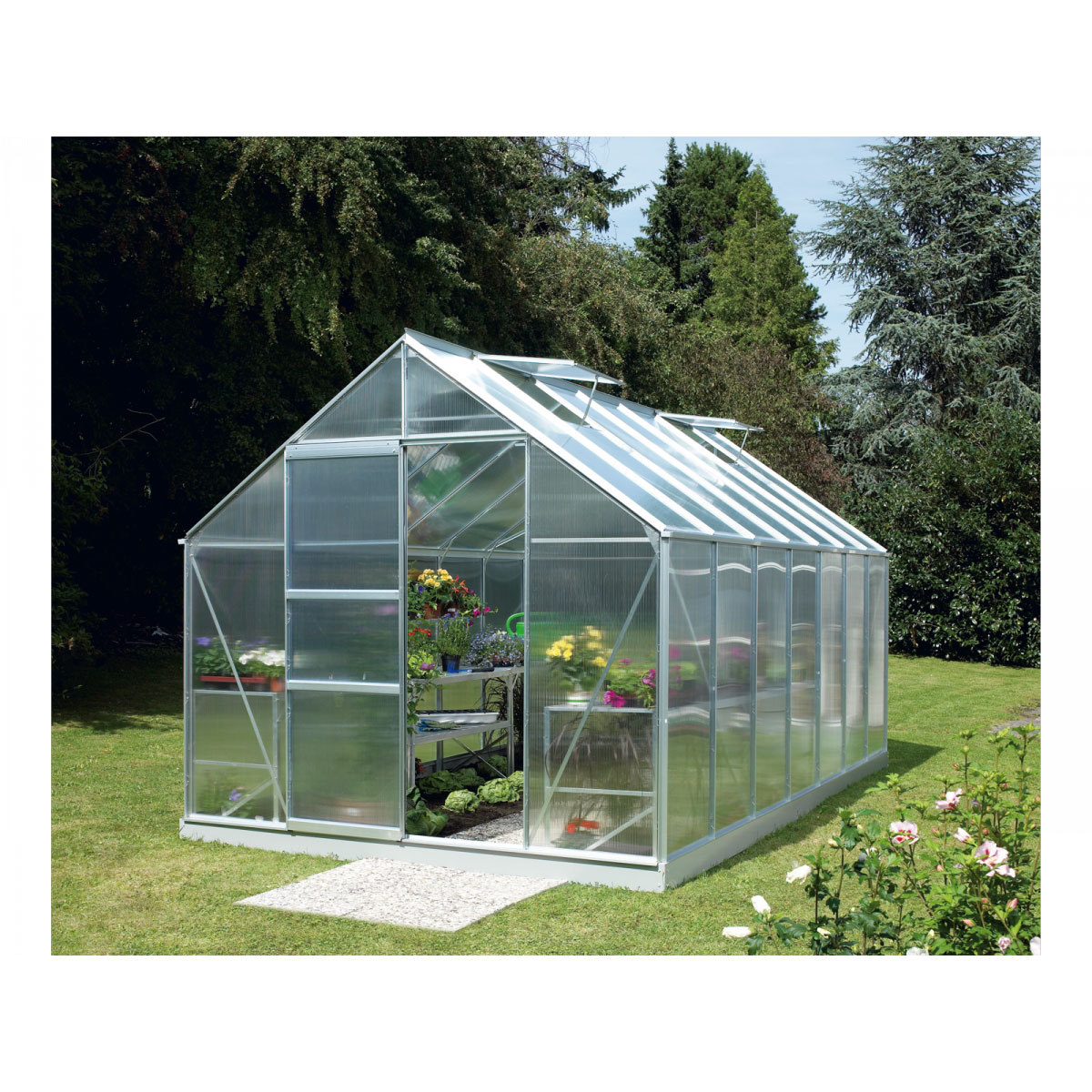 Vitavia Gewächshaus Merkur 11500 11,5m² 6 mm Hohlkammerplatten silber