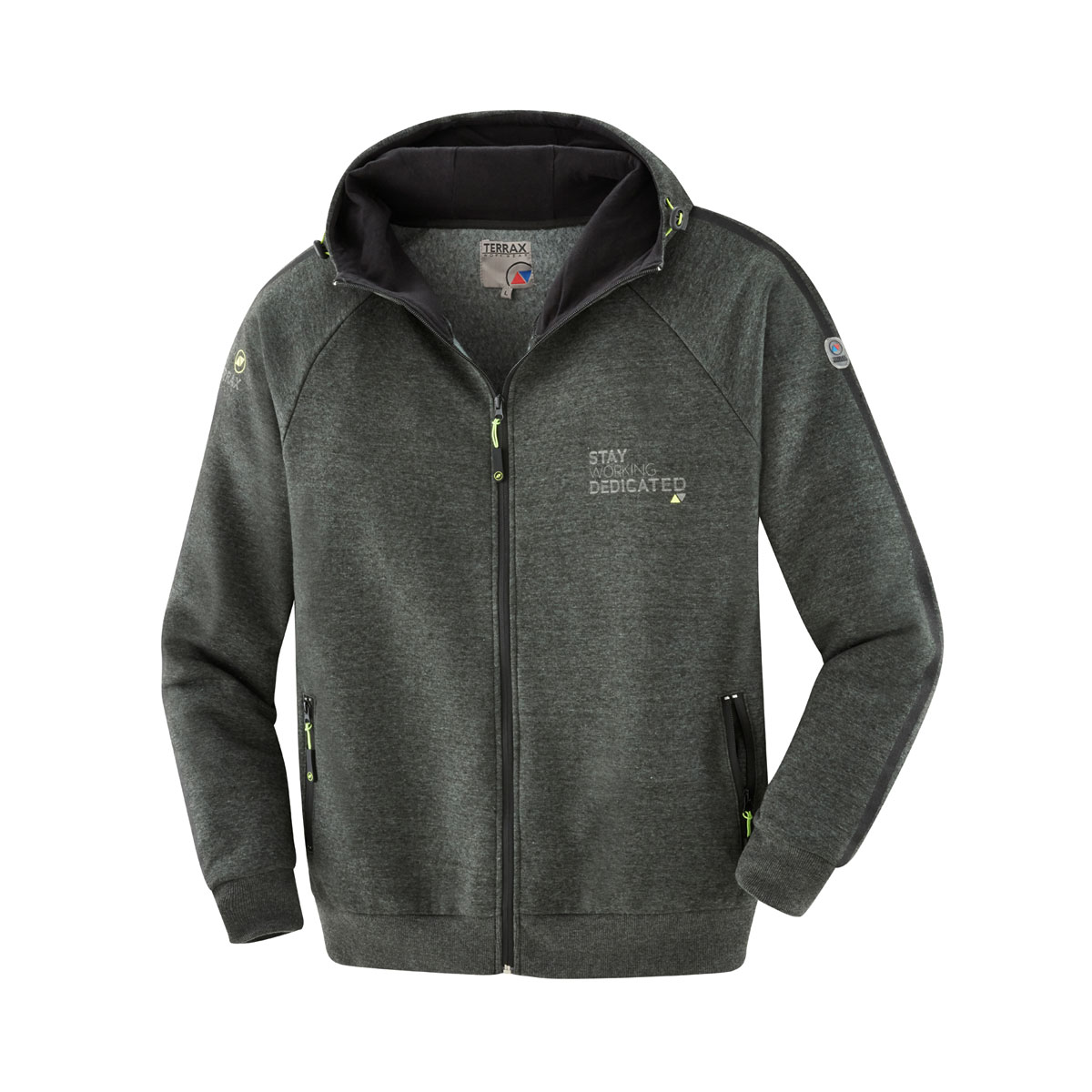 Terrax Workwear  Sweatjacke dunkelgrün-limette Größe M