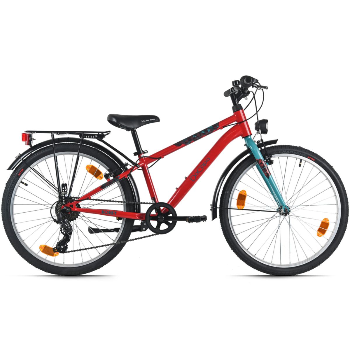 Adore DaCapo Kinderfahrrad 24" Bobby Rot 7 Gänge RH 32 cm mit Beleuchtung - Ab 8 Jahre