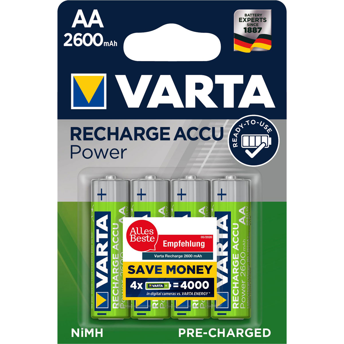 Varta AA-Batterien R2U 2600mAh 4 Stück