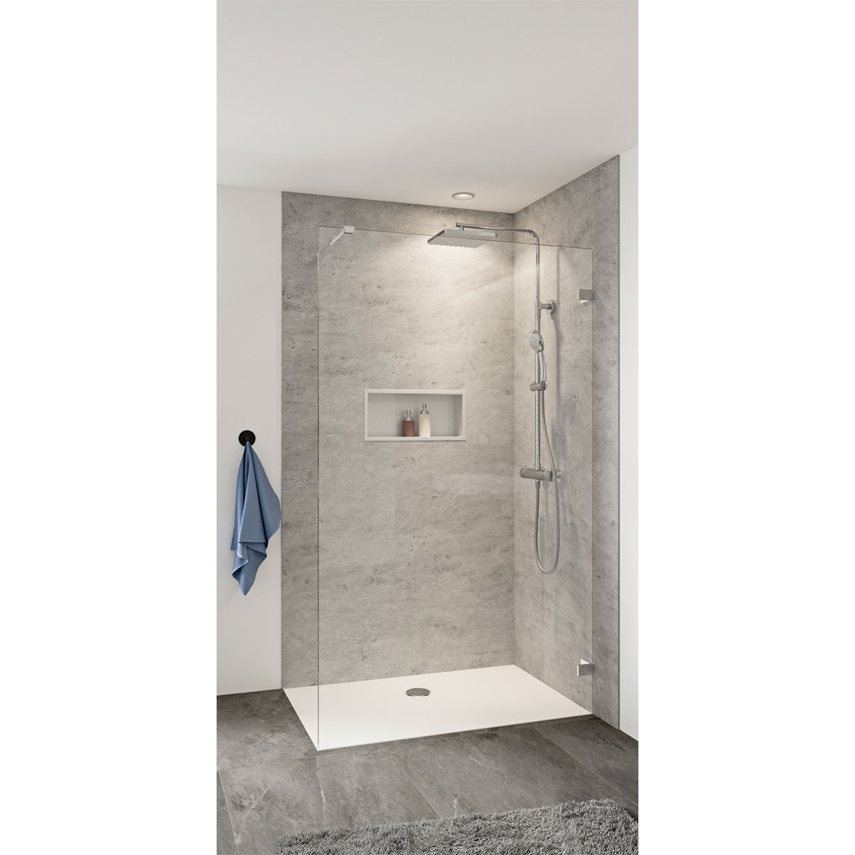 Breuer Panorama Duschrückwand Marmor grau 100 x 210 cm Bild 1