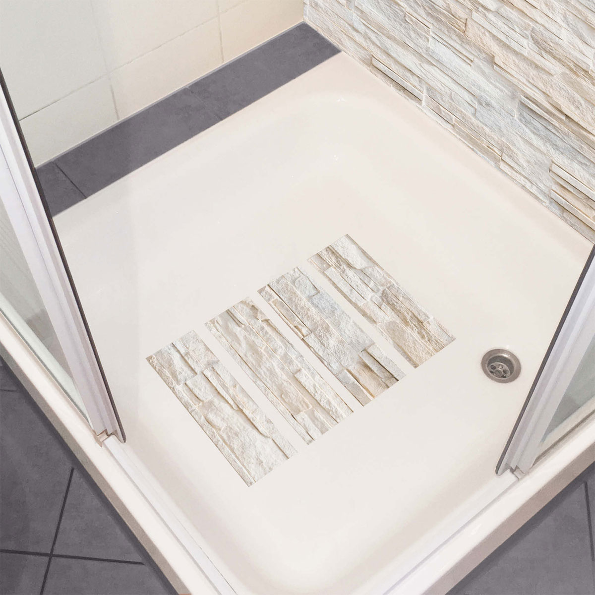 MySpotti Antirutschaufkleber Bruchstein beige 4er-Set 30 x 10 cm