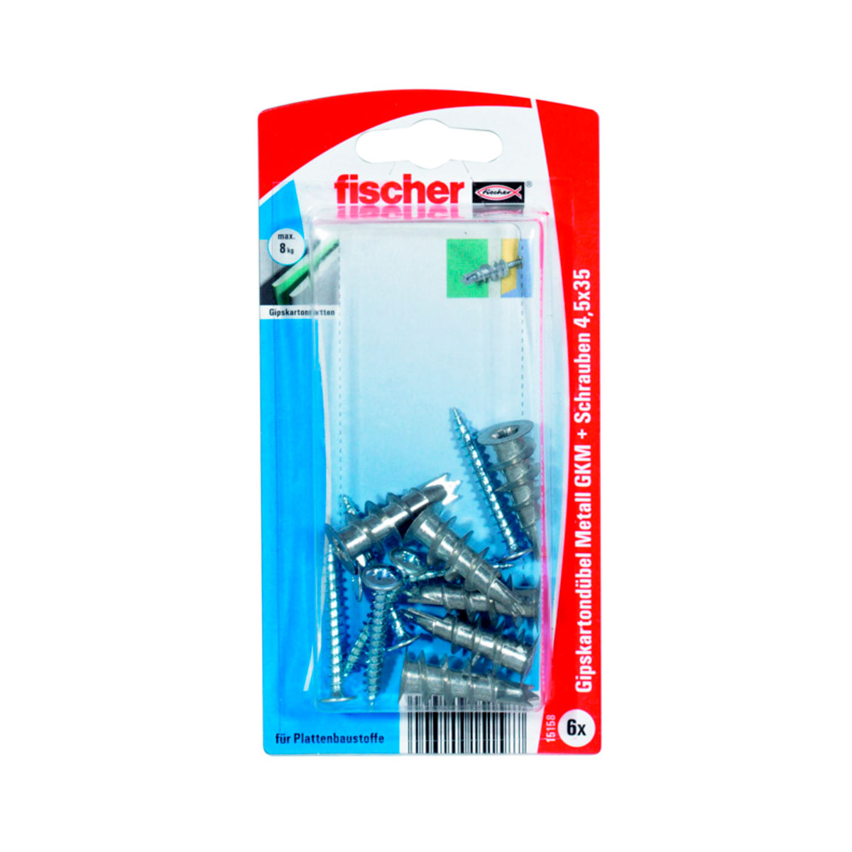 Fischer  Gipskartondübel GKM Metall mit Schraube 6 Stück