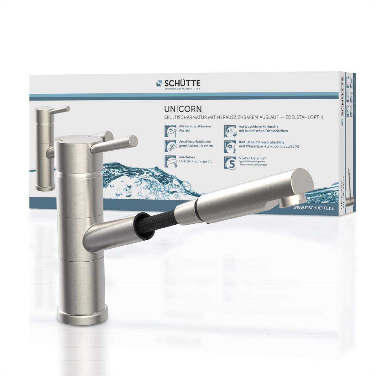 Schütte  Spültischarmatur „Unicorn“ Edelstahl mit Geschirrbrause Bild 2
