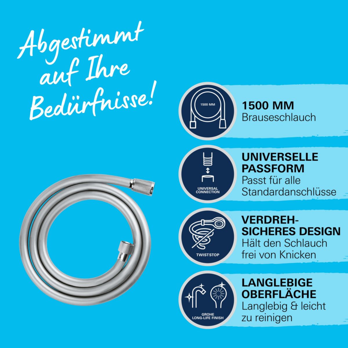 Grohe Brauseschlauch „VitalioFlex Comfort“, chrom, 1,50 m  Bild 3