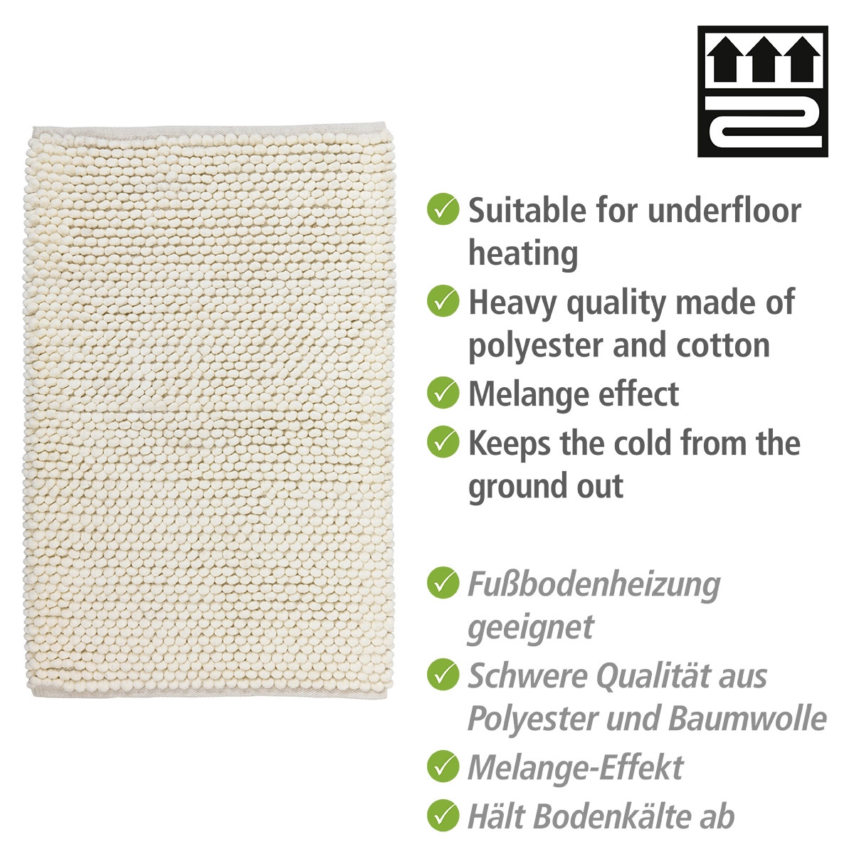 Wenko  Badteppich Urdu Ecru 60 x 90 cm Mit Melagne-Effekt Bild 2