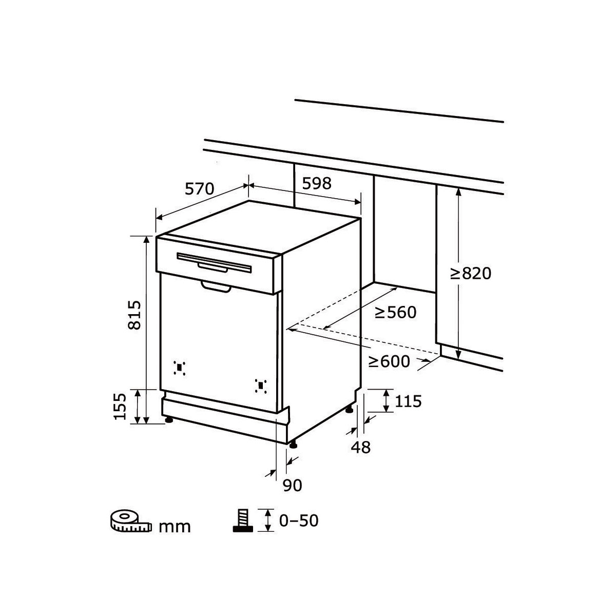 exquisit Einbau-Geschirrspüler EGSP2113-EB-030E inox teilintegriert Bild 4