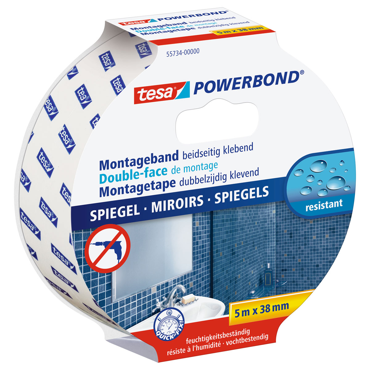 Tesa Powerbond für Spiegel 5m x 38 mm