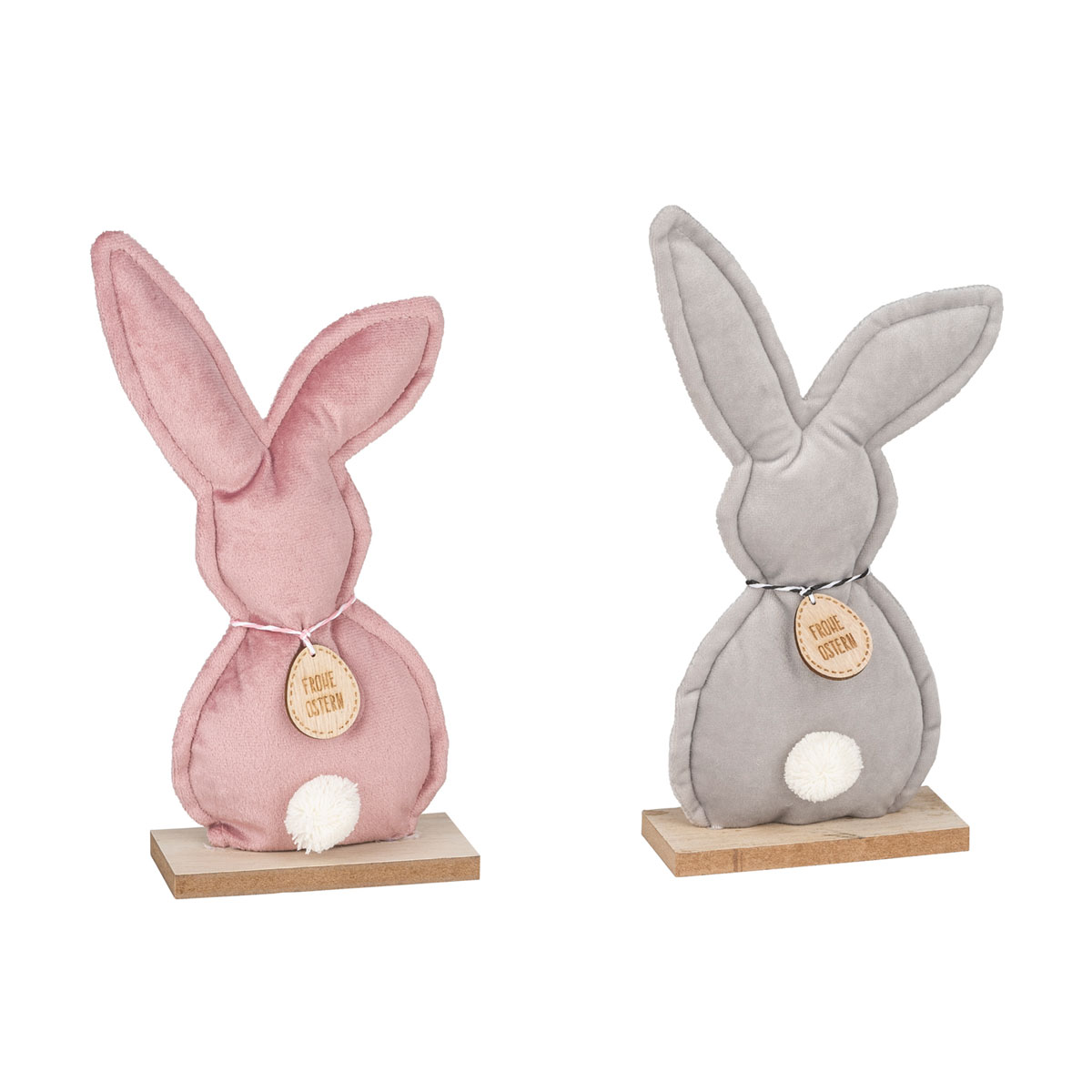 Kunstgewerbe Gehlmann Samtaufsteller Hase rosa/grau 13,5 x 5 x 24 cm