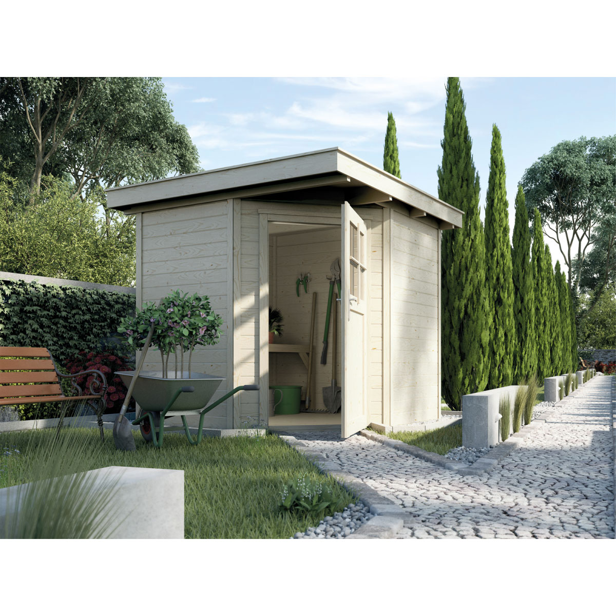 Weka Gartenhaus 229 21 mm natur mit Fußboden 209 x 205 x 217 cm