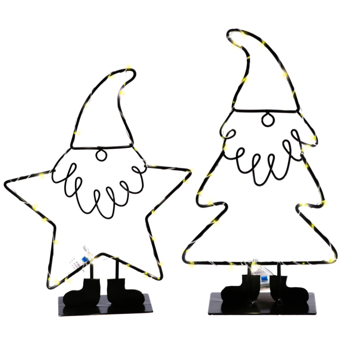 Nikolaus mit LED & Timer 2er-Set 21cm schwarz