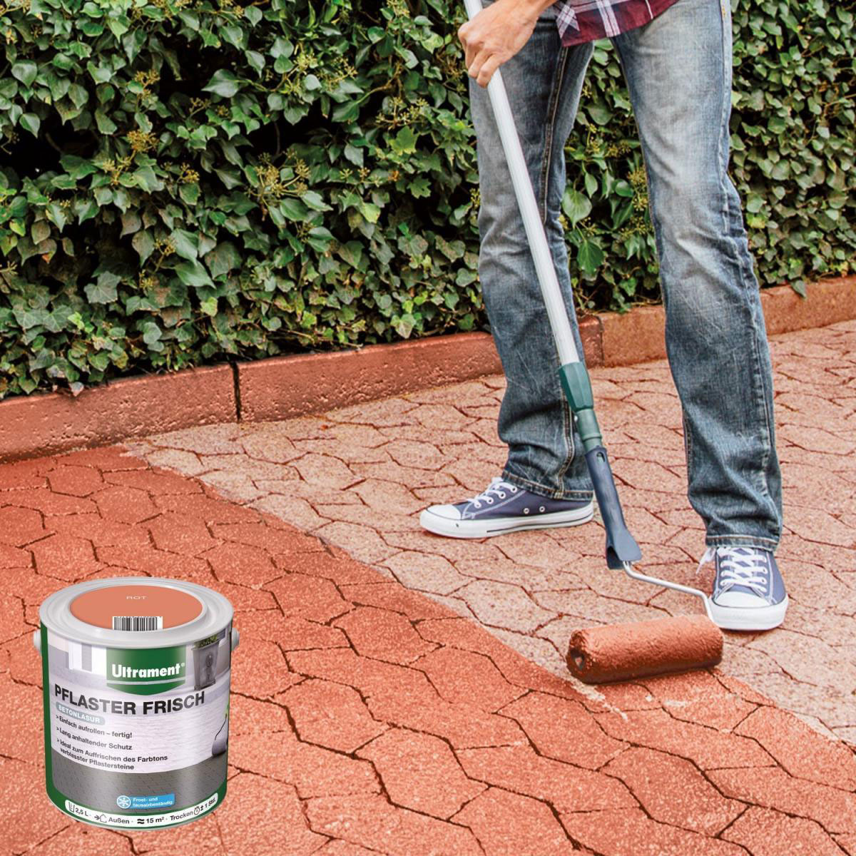 Ultrament Betonlasur Pflaster Frisch rot 2,5 L für ca 15 m²